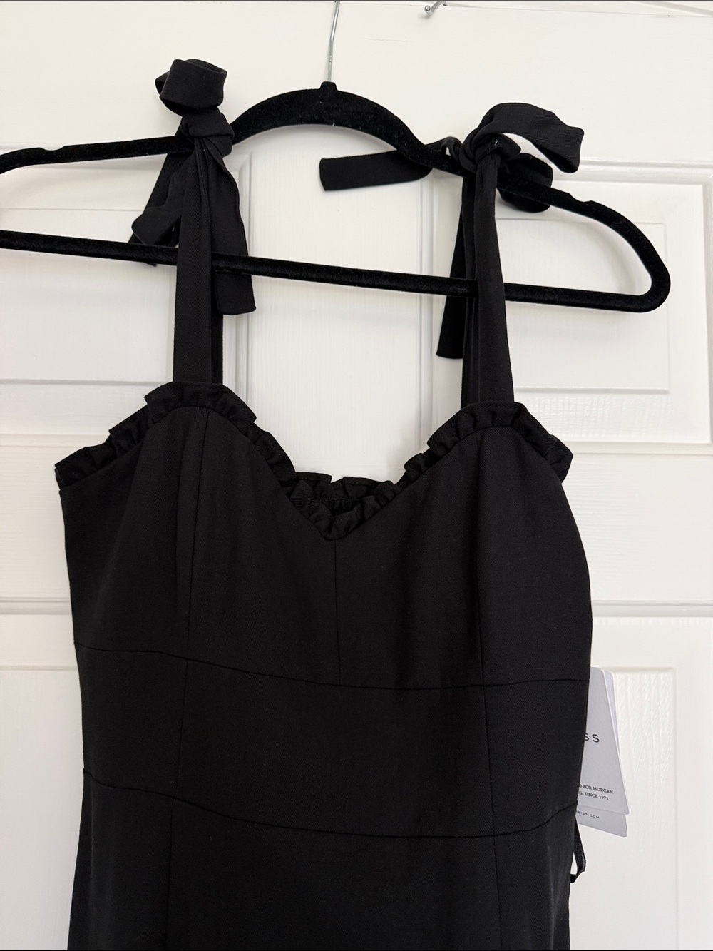 Reiss Black Tie-Shoulder Midi Dress - Picture 4 of 16